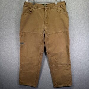 Arborwear Flannel Lined Pants Mens 38x30 Brown Double Knee Workwear Outdoors